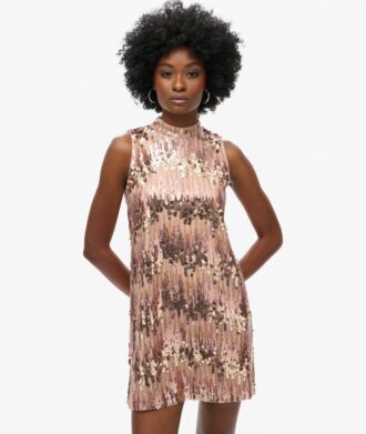 A-Linien-Mini-Kleid mit Pailletten