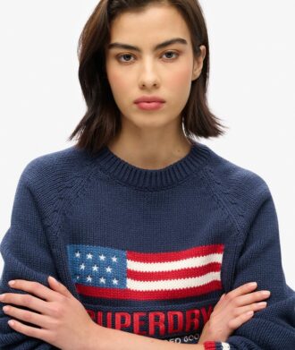 Americana-Pullover mit Rundhalsausschnitt aus Strickmode