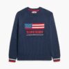 Americana-Pullover mit Rundhalsausschnitt aus Strickmode Americana-Pullover mit Rundhalsausschnitt aus Strickmode