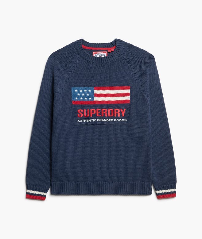 Americana-Pullover mit Rundhalsausschnitt aus Strickmode Americana-Pullover mit Rundhalsausschnitt aus Strickmode