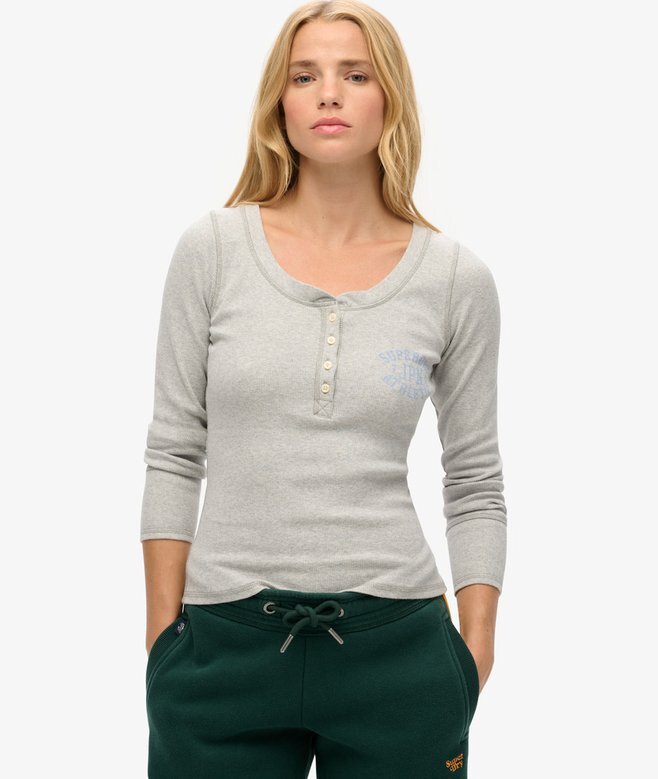 Athletic Button-Down-Langarm-Oberteil Athletic Button-Down-Langarm-Oberteil