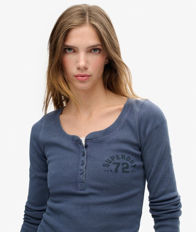 Athletic Button-Down-Langarm-Oberteil Athletic Button-Down-Langarm-Oberteil