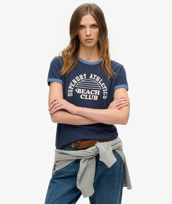 Athletic Essentials Beach Graphic Ringer T-Shirt Athletic Essentials Beach Graphic Ringer T-Shirt