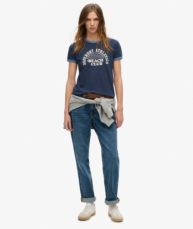 Athletic Essentials Beach Graphic Ringer T-Shirt Athletic Essentials Beach Graphic Ringer T-Shirt