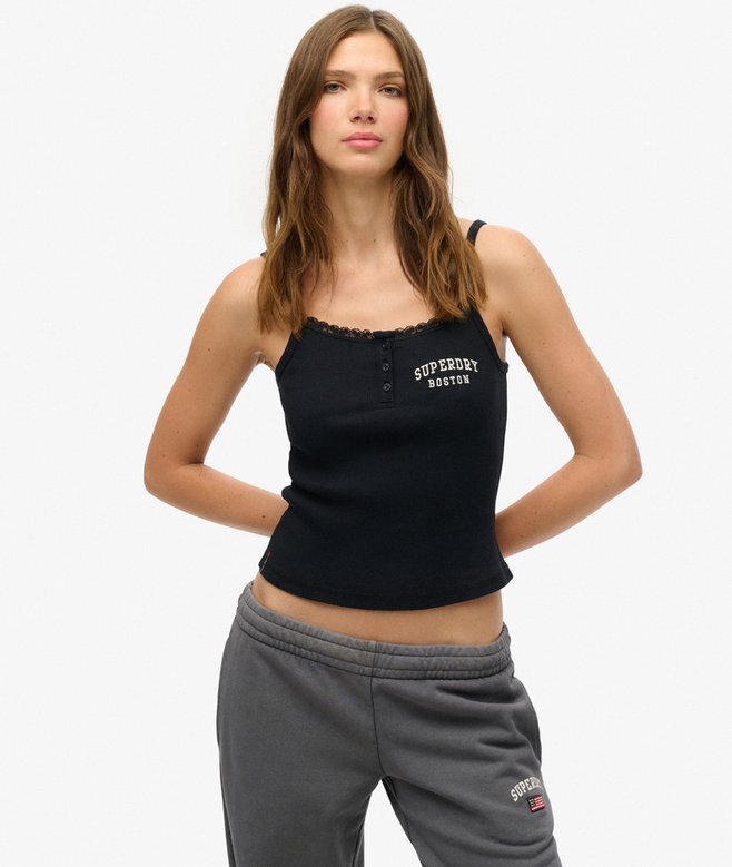 Athletic Essentials Cami-Oberteil mit bestickten Knöpfen Athletic Essentials Cami-Oberteil mit bestickten Knöpfen