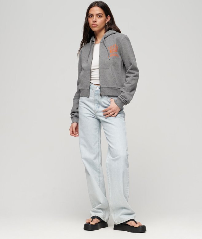 Athletic Essentials Crop Zip Kapuzenpullover Athletic Essentials Crop Zip Kapuzenpullover