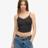 Athletic Essentials Cropped-Top mit Spitzenbesatz