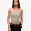 Athletic Essentials Cropped-Top mit Spitzenbesatz