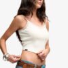 Athletic Essentials Cropped-Top mit Spitzenbesatz