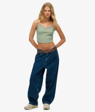 Athletic Essentials Cropped-Top mit Spitzenbesatz