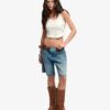 Athletic Essentials Cropped-Top mit Spitzenbesatz
