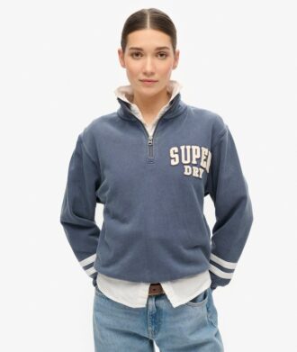 Athletic Essentials Sweatshirt mit Applikation und halbem Reißverschluss