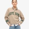 Athletic Essentials Sweatshirt mit Applikation und halbem Reißverschluss