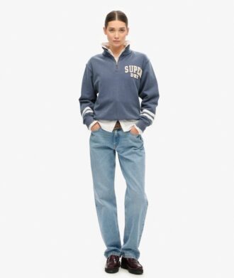 Athletic Essentials Sweatshirt mit Applikation und halbem Reißverschluss