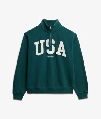 Athletic Essentials Sweatshirt mit Applikation und halbem Reißverschluss