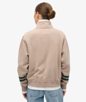 Athletic Essentials Sweatshirt mit Applikation und halbem Reißverschluss