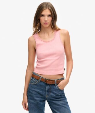 Athletic Essentials Vintage-Oberteil mit Spitzenbesatz