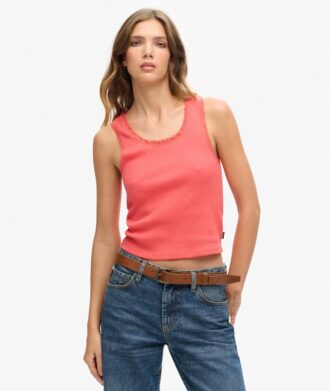 Athletic Essentials Vintage-Oberteil mit Spitzenbesatz