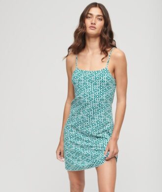Bedrucktes Jersey-Minikleid mit Spaghettiträgern