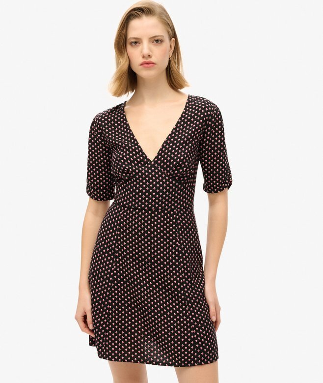 Bedrucktes kurzärmeliges Minikleid Bedrucktes kurzärmeliges Minikleid
