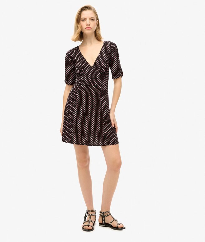 Bedrucktes kurzärmeliges Minikleid Bedrucktes kurzärmeliges Minikleid