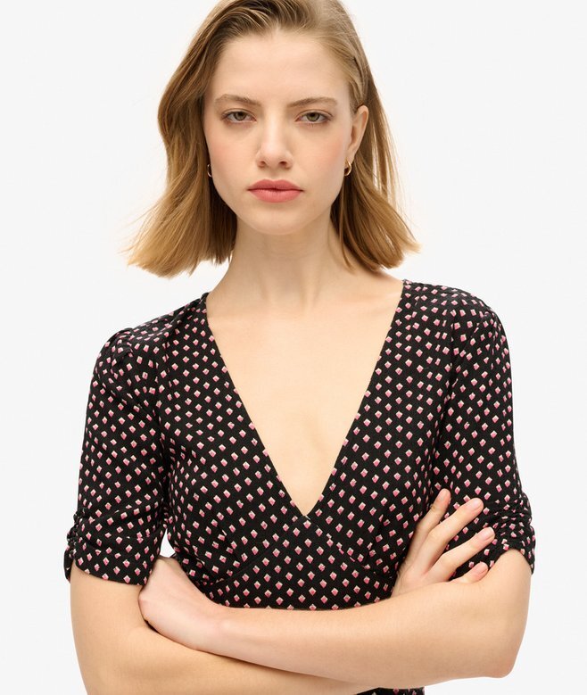 Bedrucktes kurzärmeliges Minikleid Bedrucktes kurzärmeliges Minikleid