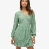 Bedrucktes Langarm-Wickel-Minikleid Bedrucktes Langarm-Wickel-Minikleid
