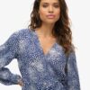 Bedrucktes Langarm-Wickel-Minikleid Bedrucktes Langarm-Wickel-Minikleid