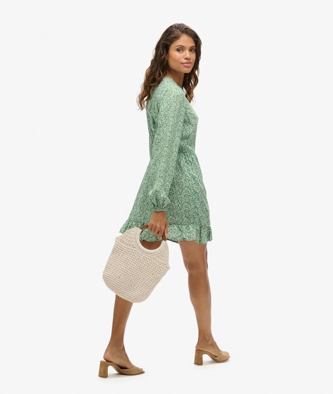 Bedrucktes Langarm-Wickel-Minikleid Bedrucktes Langarm-Wickel-Minikleid