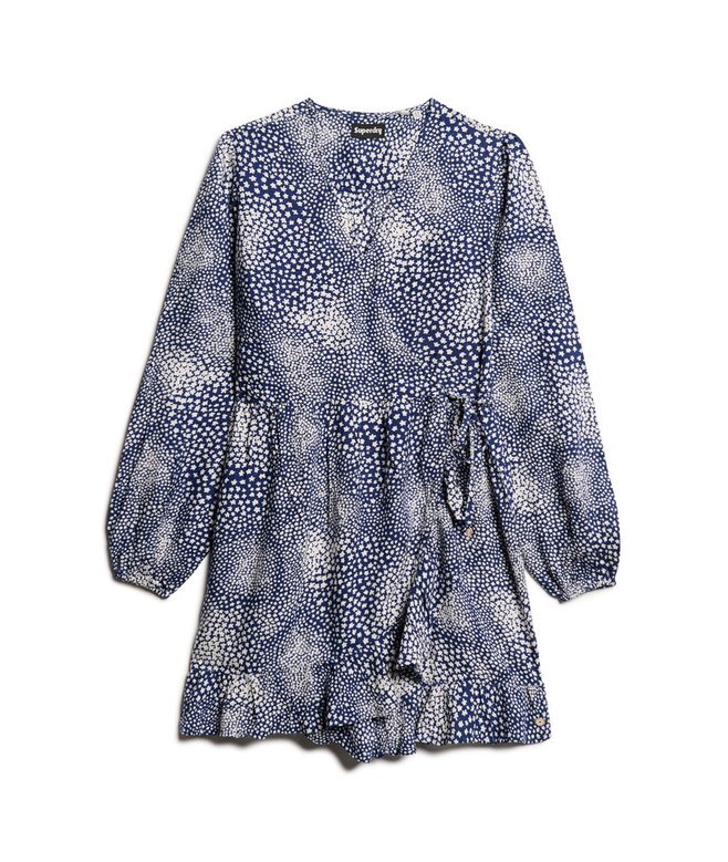 Bedrucktes Langarm-Wickel-Minikleid Bedrucktes Langarm-Wickel-Minikleid