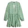 Bedrucktes Langarm-Wickel-Minikleid Bedrucktes Langarm-Wickel-Minikleid