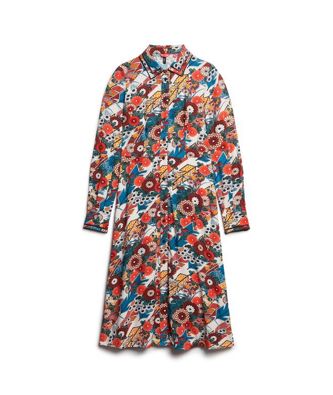 Bedrucktes Midi-Hemd-Kleid Bedrucktes Midi-Hemd-Kleid