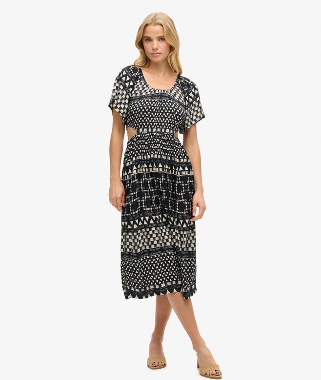 Bedrucktes Midi-Kleid mit Cut-outs Bedrucktes Midi-Kleid mit Cut-outs