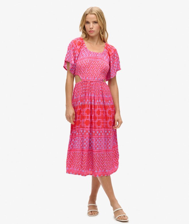 Bedrucktes Midi-Kleid mit Cut-outs Bedrucktes Midi-Kleid mit Cut-outs