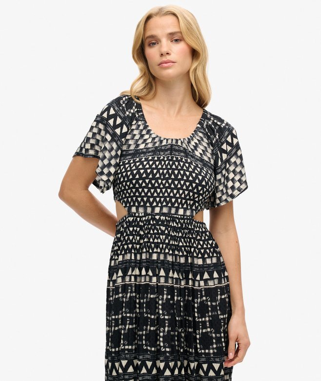 Bedrucktes Midi-Kleid mit Cut-outs Bedrucktes Midi-Kleid mit Cut-outs