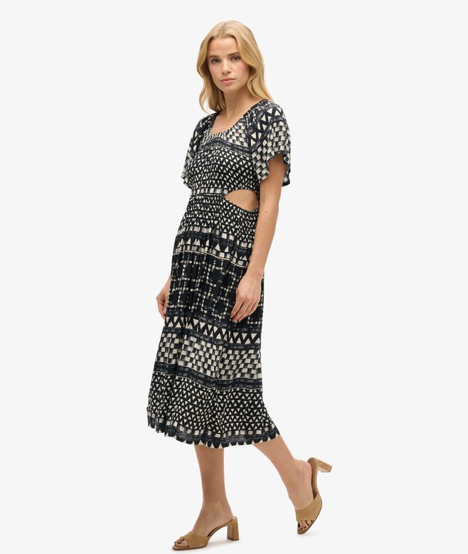 Bedrucktes Midi-Kleid mit Cut-outs Bedrucktes Midi-Kleid mit Cut-outs