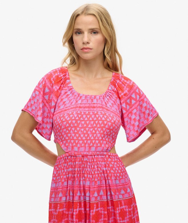 Bedrucktes Midi-Kleid mit Cut-outs Bedrucktes Midi-Kleid mit Cut-outs
