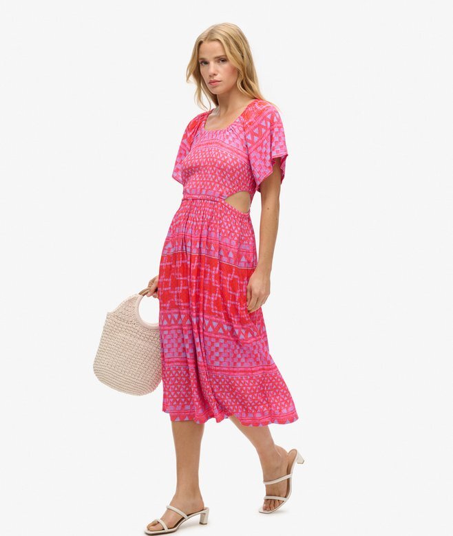 Bedrucktes Midi-Kleid mit Cut-outs Bedrucktes Midi-Kleid mit Cut-outs