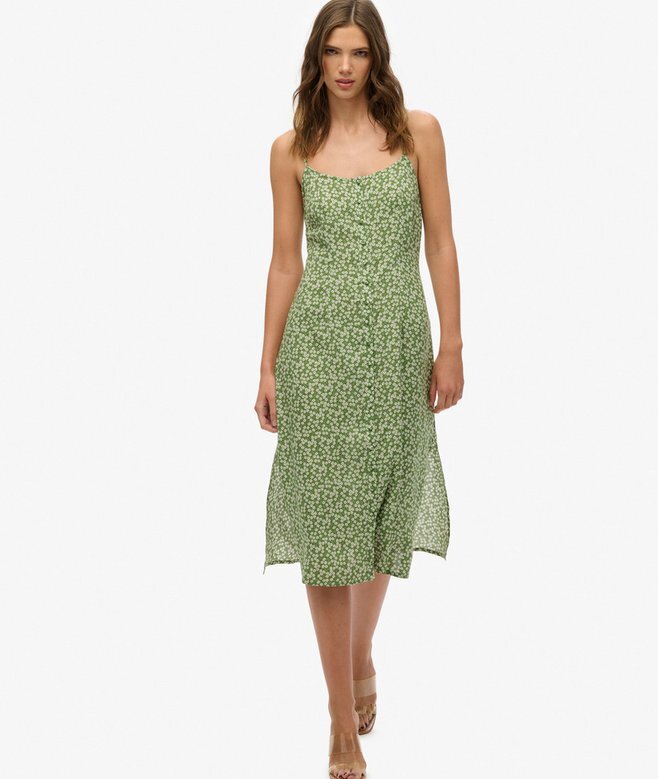 Bedrucktes Midi-Kleid mit Knopfleiste Bedrucktes Midi-Kleid mit Knopfleiste