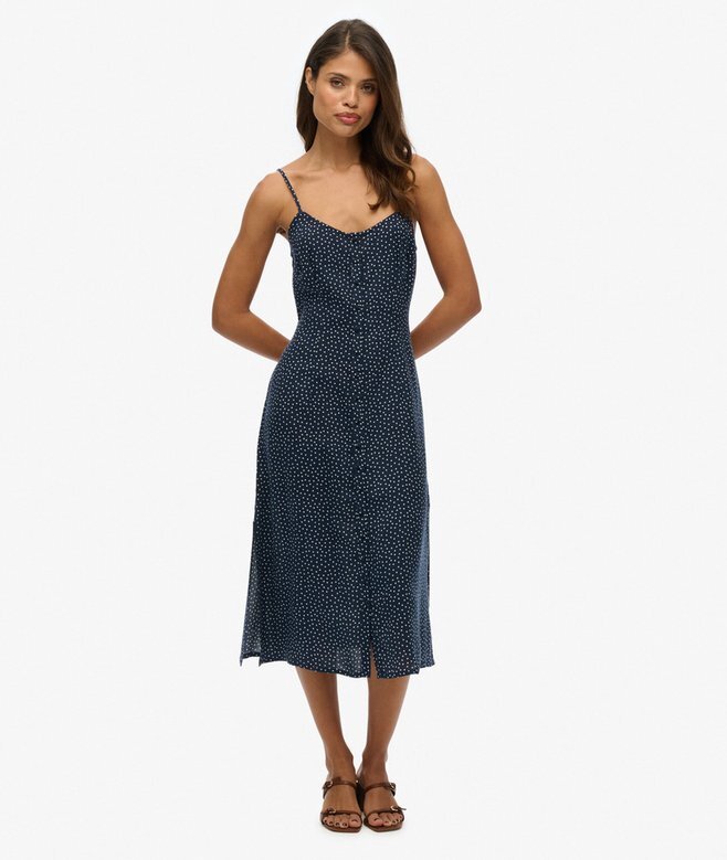 Bedrucktes Midi-Kleid mit Knopfleiste Bedrucktes Midi-Kleid mit Knopfleiste