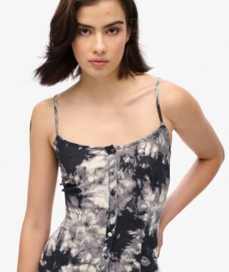 Bedrucktes Midi-Kleid mit Knopfleiste