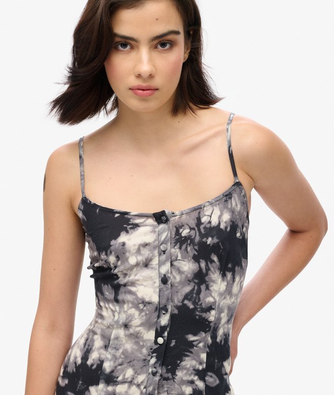 Bedrucktes Midi-Kleid mit Knopfleiste Bedrucktes Midi-Kleid mit Knopfleiste