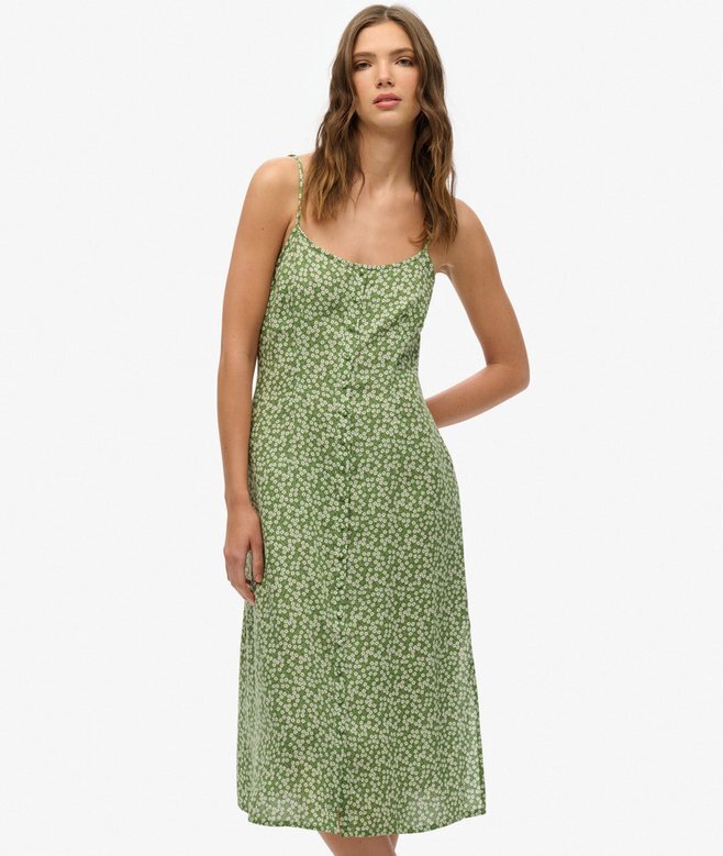 Bedrucktes Midi-Kleid mit Knopfleiste Bedrucktes Midi-Kleid mit Knopfleiste