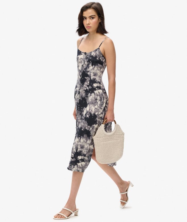 Bedrucktes Midi-Kleid mit Knopfleiste Bedrucktes Midi-Kleid mit Knopfleiste