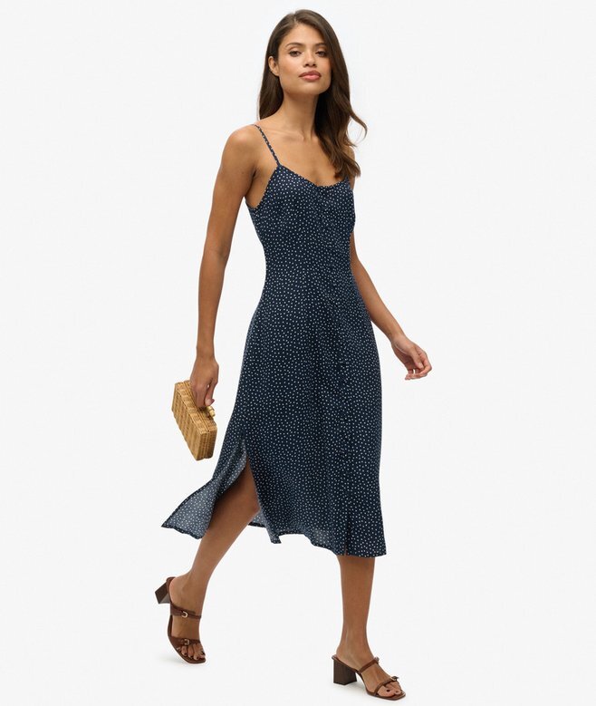 Bedrucktes Midi-Kleid mit Knopfleiste Bedrucktes Midi-Kleid mit Knopfleiste