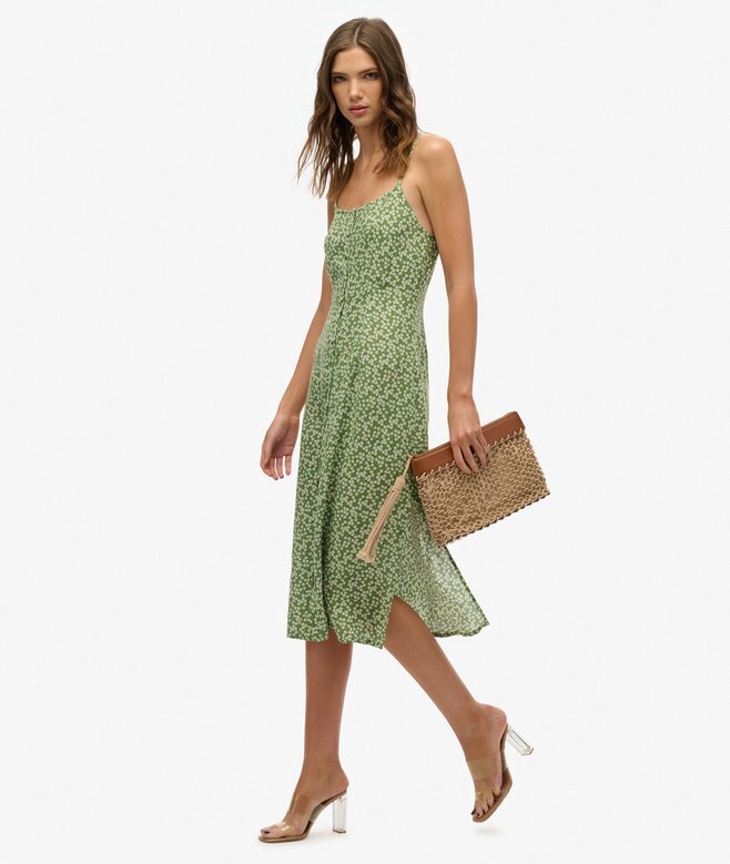 Bedrucktes Midi-Kleid mit Knopfleiste Bedrucktes Midi-Kleid mit Knopfleiste