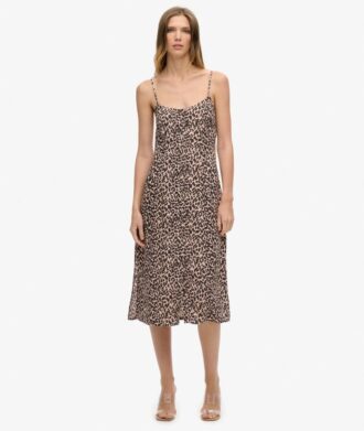 Bedrucktes Midi-Kleid mit Knöpfen