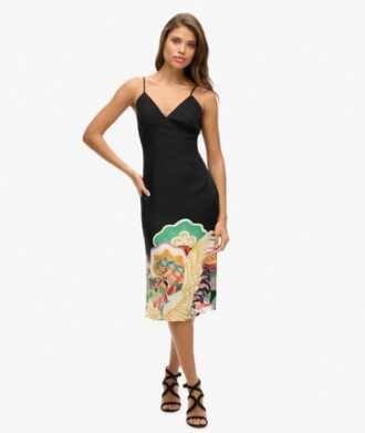 Bedrucktes Midi-Slip-Cami-Kleid