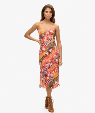 Bedrucktes Midi-Slip-Cami-Kleid