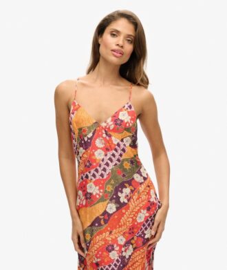 Bedrucktes Midi-Slip-Cami-Kleid